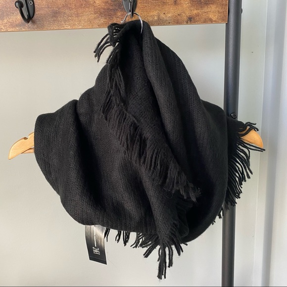 INC international concepts black fringe infinity scarf - Picture 3 of 6